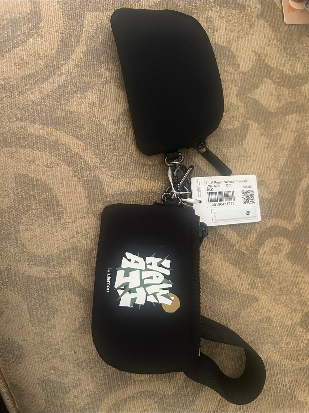 lululemon athletica Black Dual Pouch Wristlet with Graphic Accent